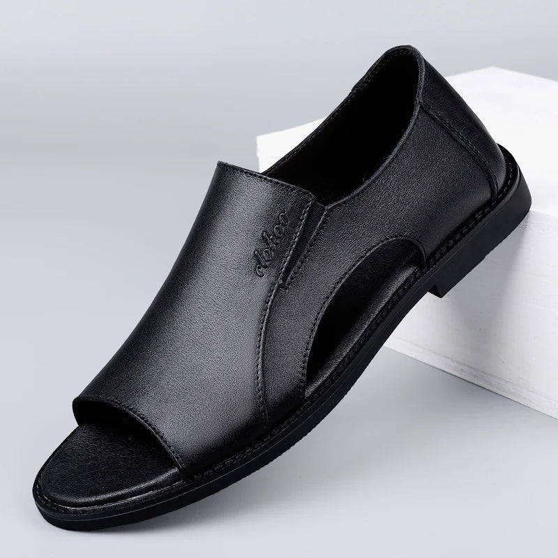 Sandale Homme Cuir Véritable Bout Ouvert – Élégance & Confort Premium