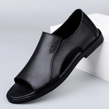 Sandale Homme Cuir Véritable Bout Ouvert – Élégance & Confort Premium