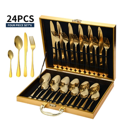 ✨ Coffret de Couverts Dorés de Luxe – Élégance & Prestige à Votre Table ✨