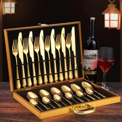 ✨ Coffret de Couverts Dorés de Luxe – Élégance & Prestige à Votre Table ✨