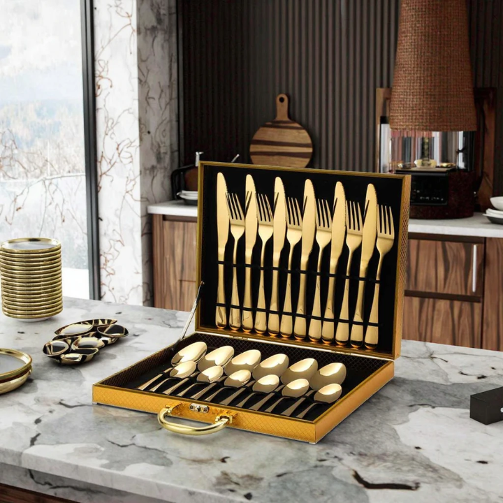 ✨ Coffret de Couverts Dorés de Luxe – Élégance & Prestige à Votre Table ✨