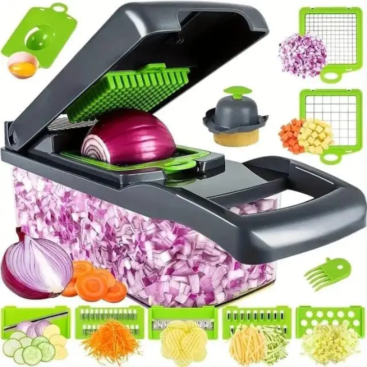 🥕 HACHOIR MULTIFONCTION 12-EN-1 AVEC RÉSERVOIR