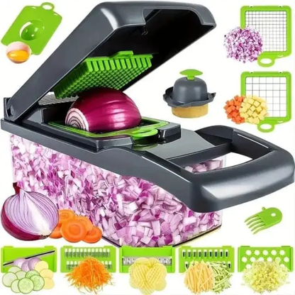 🥕 HACHOIR MULTIFONCTION 12-EN-1 AVEC RÉSERVOIR