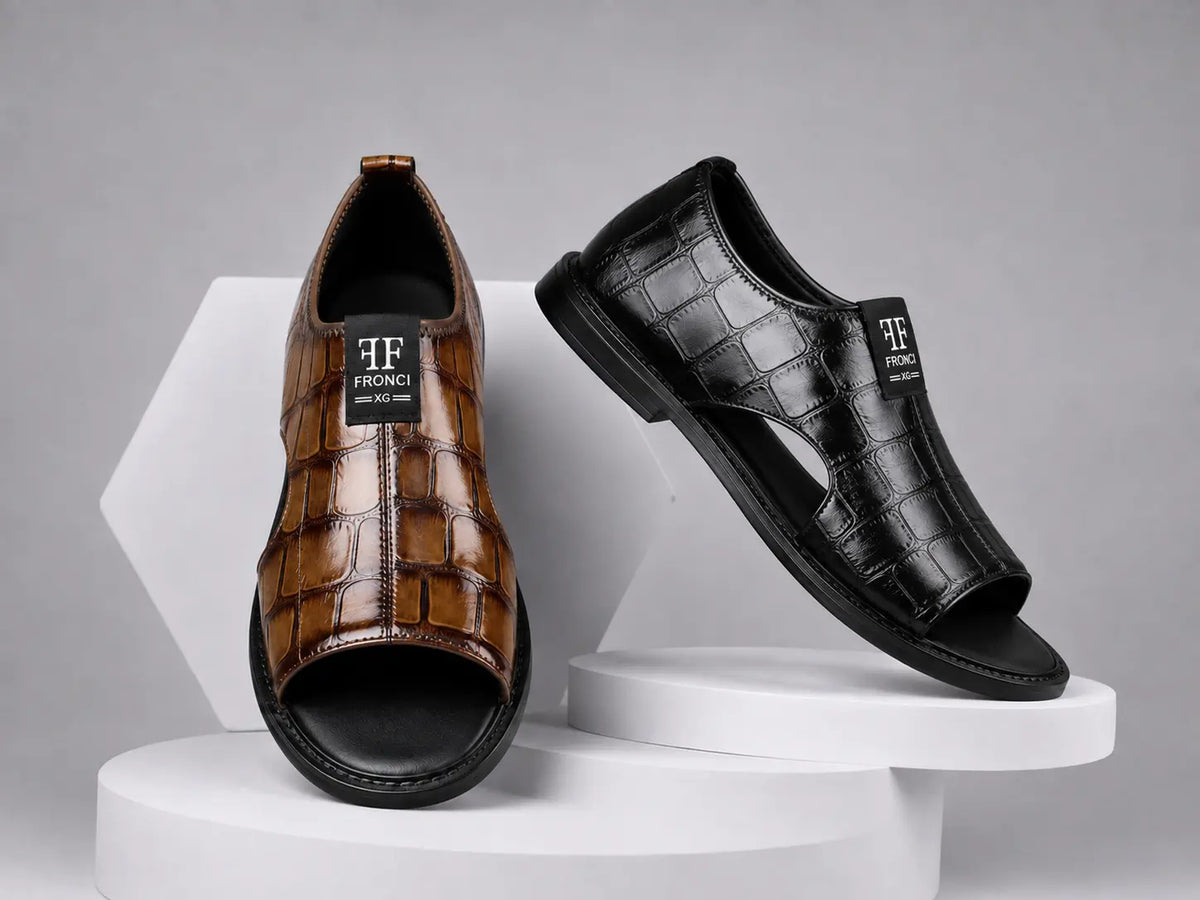 Sandale Homme FRONCI XG – Cuir Croco Premium Édition Luxe