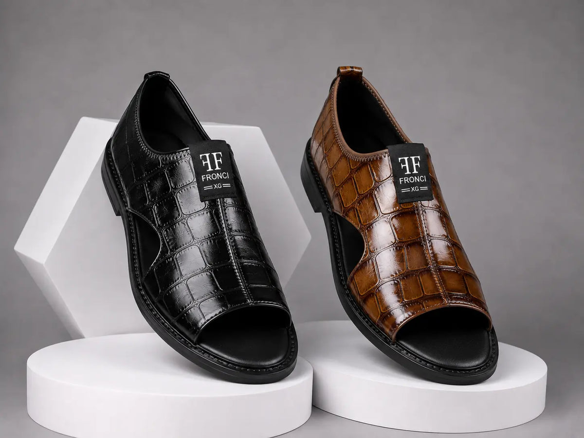 Sandale Homme FRONCI XG – Cuir Croco Premium Édition Luxe
