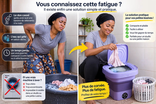 Mini-Laveuse Pliable — Lave ton linge en 5 minutes, sans effort, où que tu sois