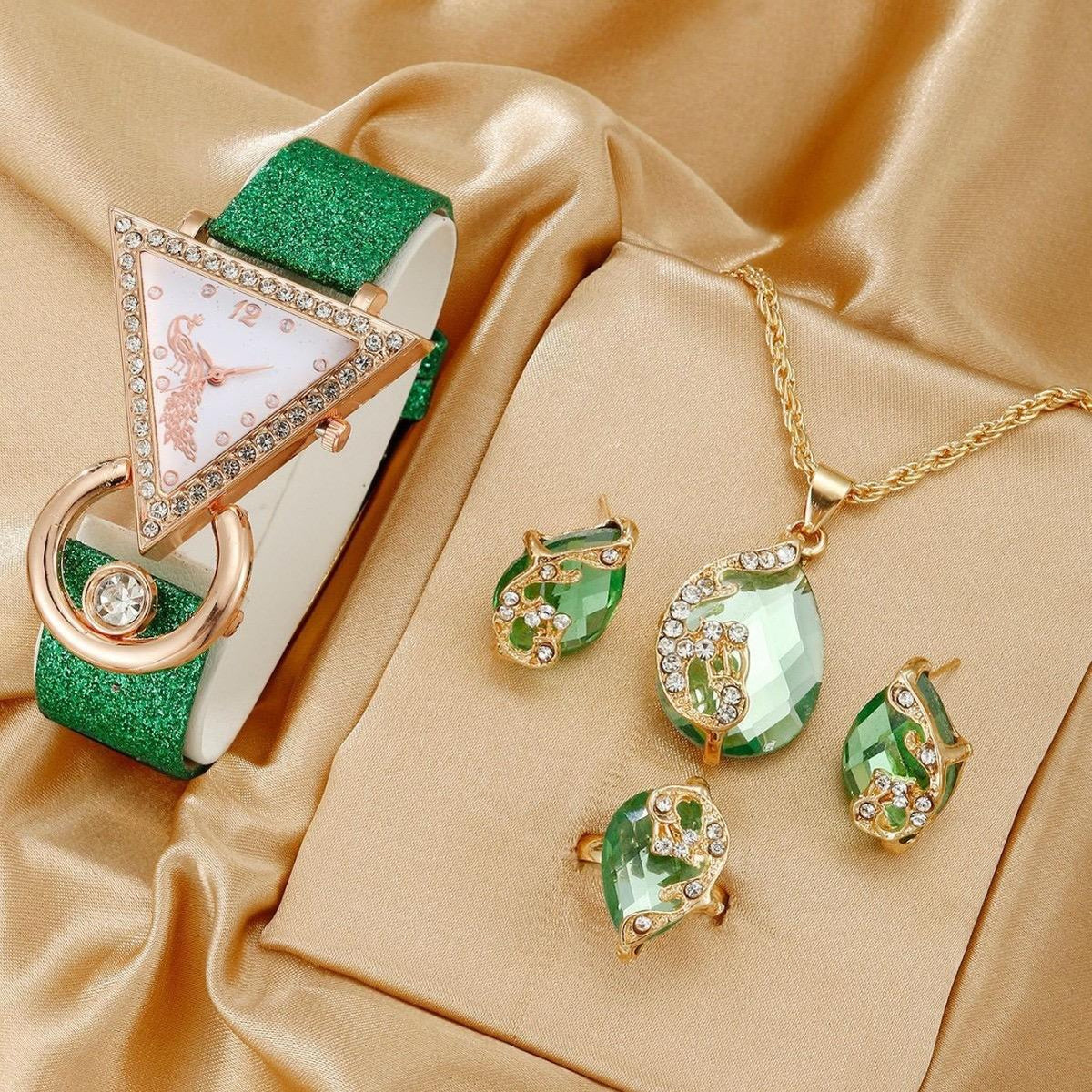 Le Coffret Bijoux "Paon Doré" — Montre & Parure Complète