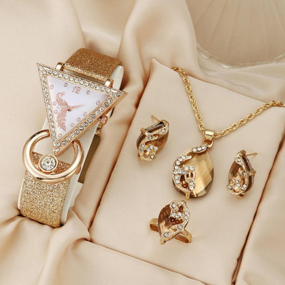 Le Coffret Bijoux "Paon Doré" — Montre & Parure Complète