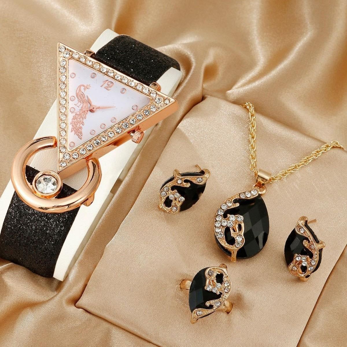 Le Coffret Bijoux "Paon Doré" — Montre & Parure Complète