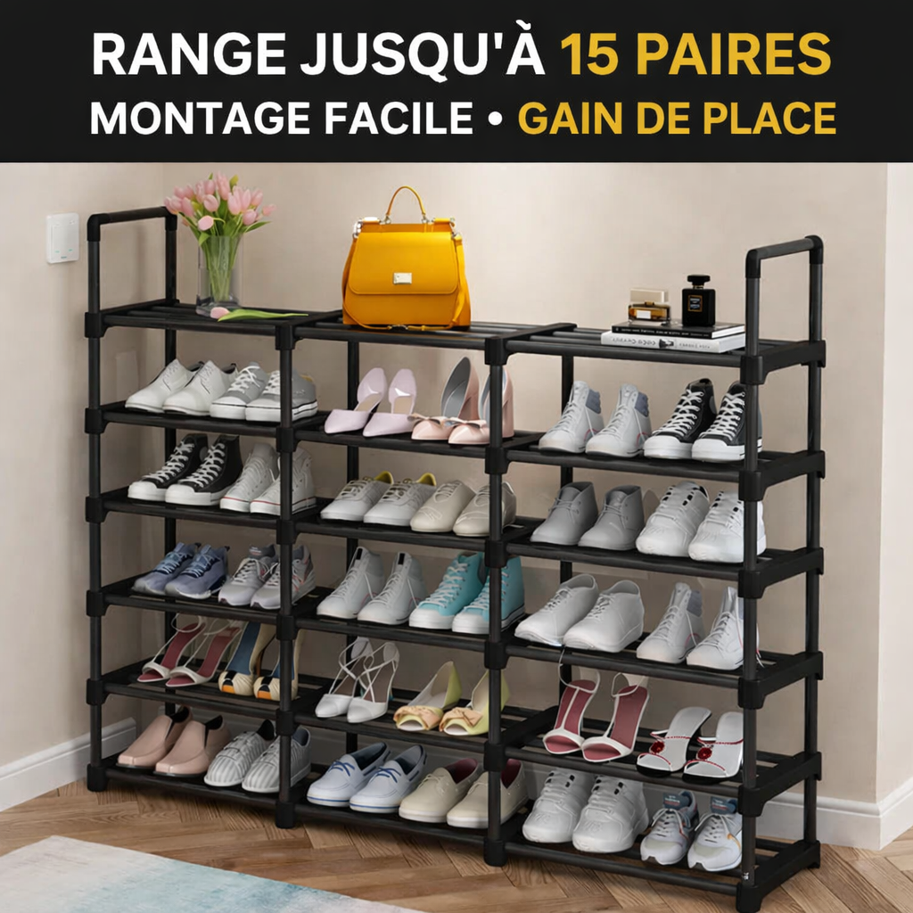ÉTAGÈRE DE RANGEMENT À CHAUSSURES MODULABLE – 5 NIVEAUX