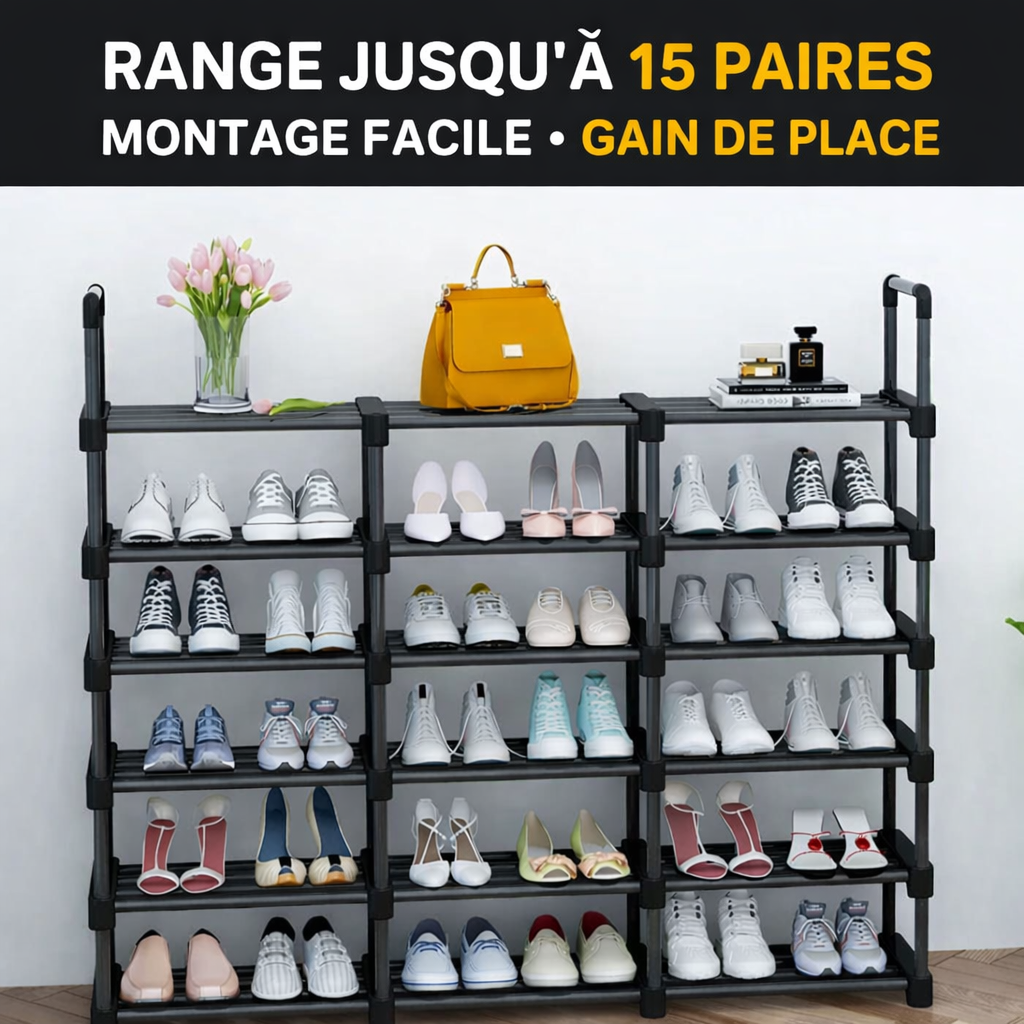ÉTAGÈRE DE RANGEMENT À CHAUSSURES MODULABLE – 5 NIVEAUX